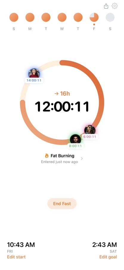 Friend Fast app showing active fast with friends